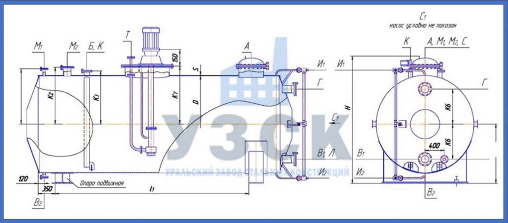 Чертеж емкости ГКК в Новом Уренгое
